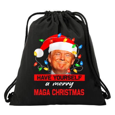 Funny Santa Trump Have Yourself A Merry Maga Christmas Xmas Drawstring Bag