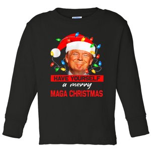 Funny Santa Trump Have Yourself A Merry Maga Christmas Xmas Toddler Long Sleeve Shirt