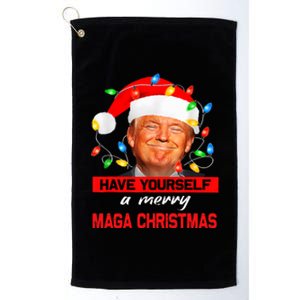 Funny Santa Trump Have Yourself A Merry Maga Christmas Xmas Platinum Collection Golf Towel