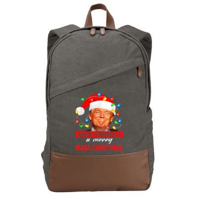 Funny Santa Trump Have Yourself A Merry Maga Christmas Xmas Cotton Canvas Backpack