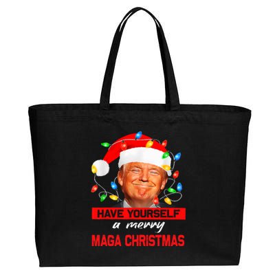 Funny Santa Trump Have Yourself A Merry Maga Christmas Xmas Cotton Canvas Jumbo Tote