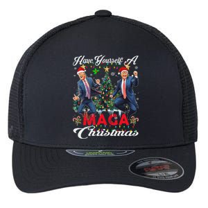 Funny Santa Trump Have Yourself A Merry Maga Christmas Xmas Flexfit Unipanel Trucker Cap