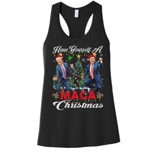 Funny Santa Trump Have Yourself A Merry Maga Christmas Xmas Women's Racerback Tank