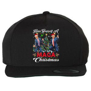 Funny Santa Trump Have Yourself A Merry Maga Christmas Xmas Wool Snapback Cap