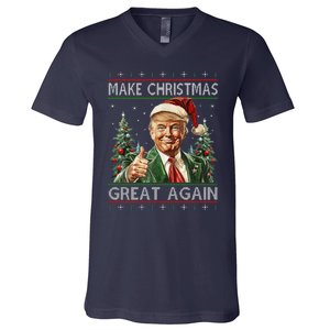 Funny Santa Trump Make Christmas Great Again Ugly Sweater V-Neck T-Shirt