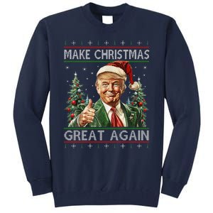 Funny Santa Trump Make Christmas Great Again Ugly Sweater Tall Sweatshirt