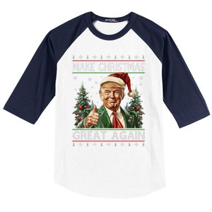 Funny Santa Trump Make Christmas Great Again Ugly Sweater Baseball Sleeve Shirt