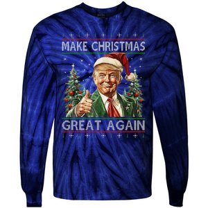 Funny Santa Trump Make Christmas Great Again Ugly Sweater Tie-Dye Long Sleeve Shirt