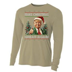 Funny Santa Trump Make Christmas Great Again Ugly Sweater Cooling Performance Long Sleeve Crew