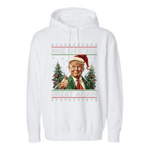 Funny Santa Trump Make Christmas Great Again Ugly Sweater Garment-Dyed Fleece Hoodie