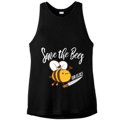 Funny Save The Bees Or Else Ladies PosiCharge Tri-Blend Wicking Tank