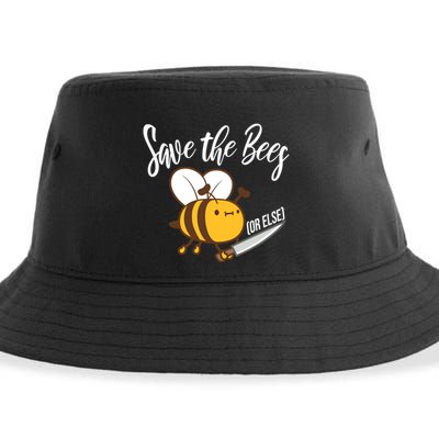Funny Save The Bees Or Else Sustainable Bucket Hat