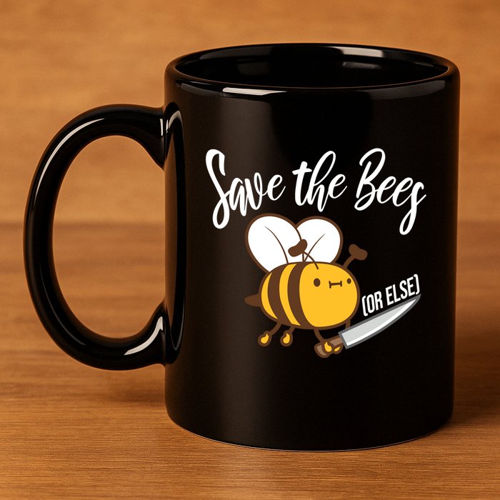 Funny Save The Bees Or Else 11oz C Handle Ceramic Mug