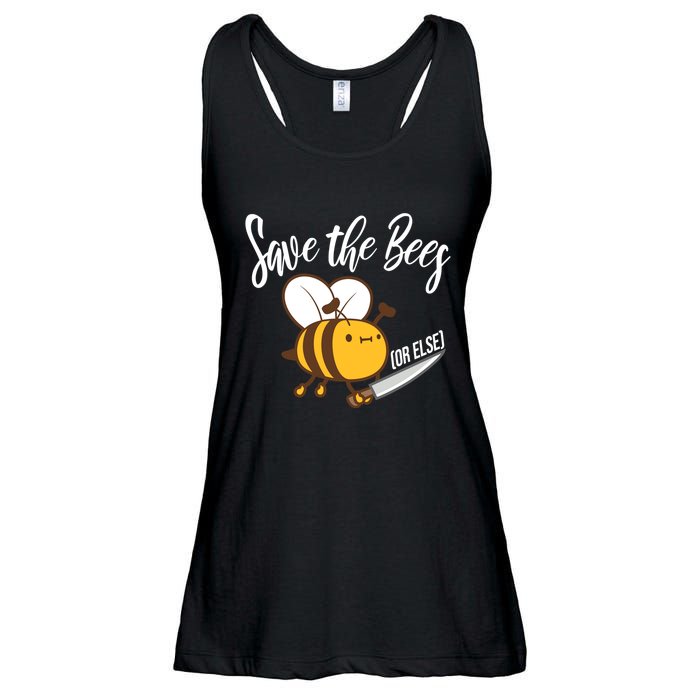Funny Save The Bees Or Else Ladies Essential Flowy Tank