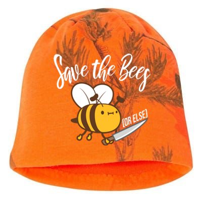 Funny Save The Bees Or Else Kati - Camo Knit Beanie