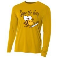 Funny Save The Bees Or Else Cooling Performance Long Sleeve Crew