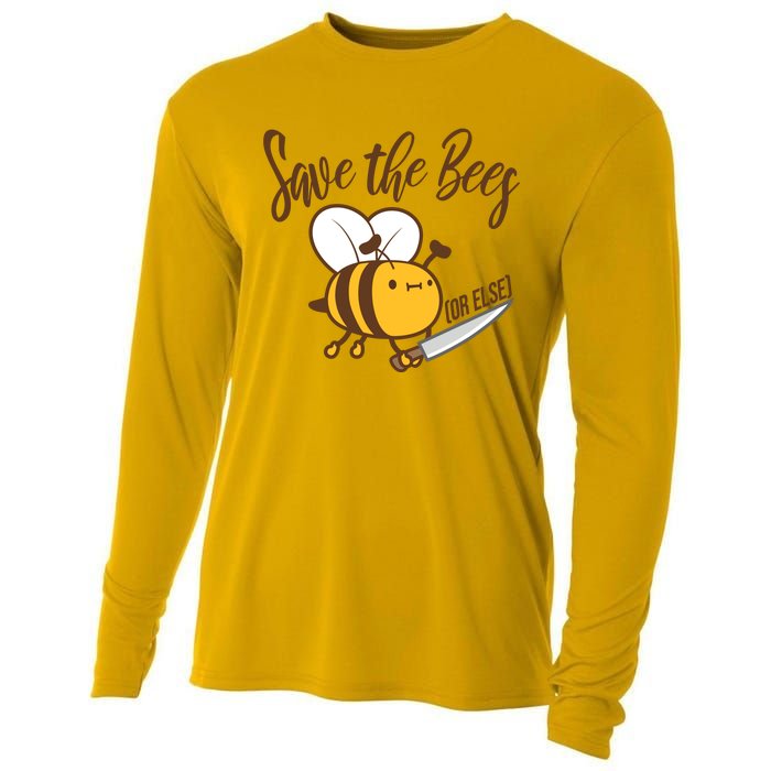 Funny Save The Bees Or Else Cooling Performance Long Sleeve Crew