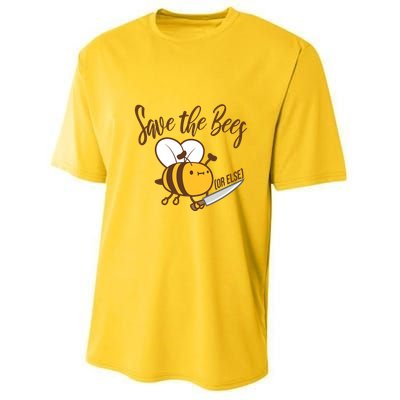 Funny Save The Bees Or Else Youth Performance Sprint T-Shirt