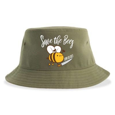 Funny Save The Bees Or Else Sustainable Bucket Hat