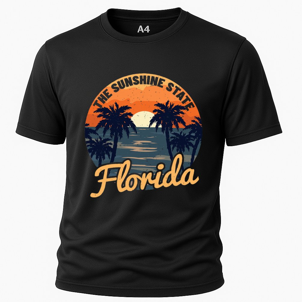 Florida Sunset Throwback Design Cooling Performance Crew T-Shirt