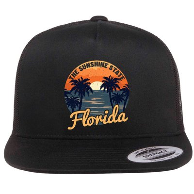 Florida Sunset Throwback Design Flatbill Hat