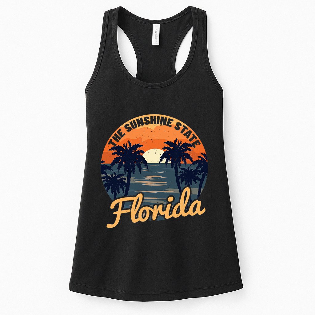 Florida Sunset Throwback Design Womens Tank Top