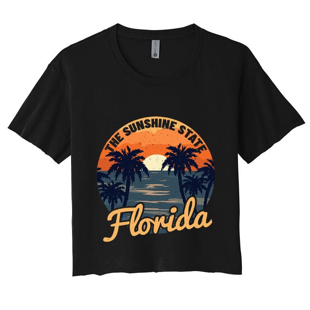 Florida Sunset Throwback Design Crop Top