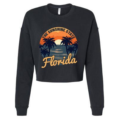Florida Sunset Throwback Design Cropped Pullover Crew