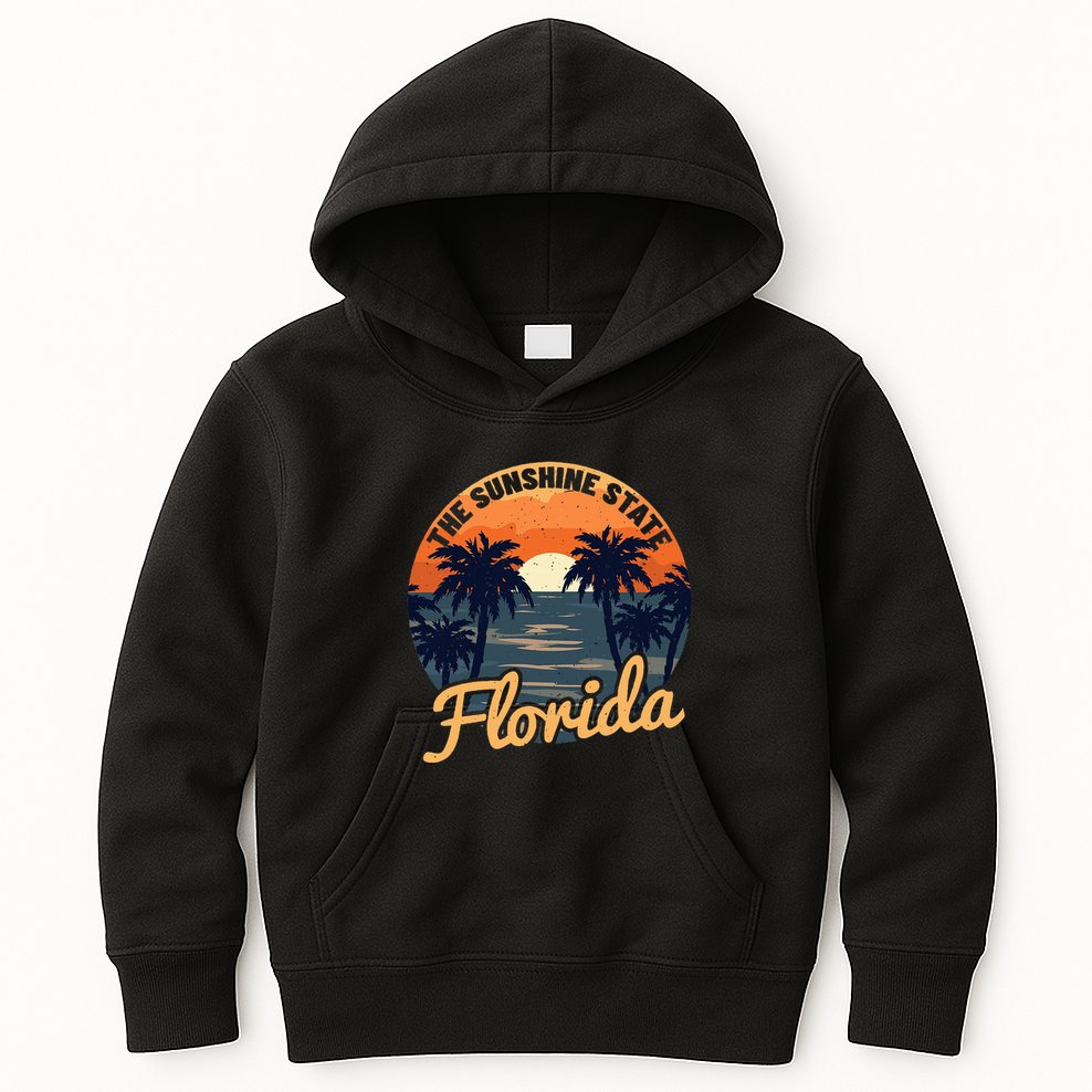 Florida Sunset Throwback Design Kids Hoodie