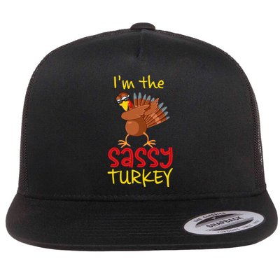 Funny Sassy Turkey Matching Family Group Thanksgiving Party Gift Flat Bill Trucker Hat