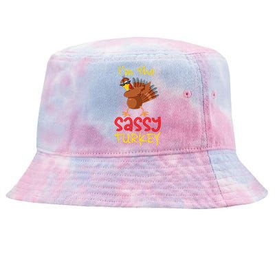 Funny Sassy Turkey Matching Family Group Thanksgiving Party Gift Tie-Dyed Bucket Hat