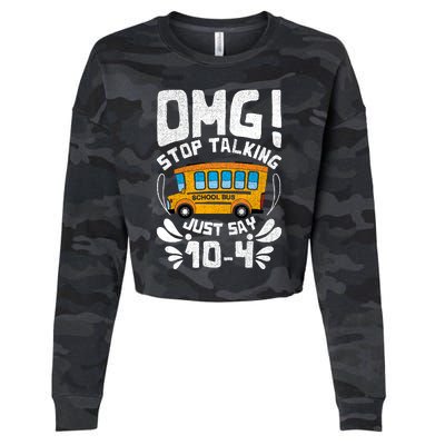 Funny Stop Talking To The Busdriver School Bus Design Cropped Pullover Crew