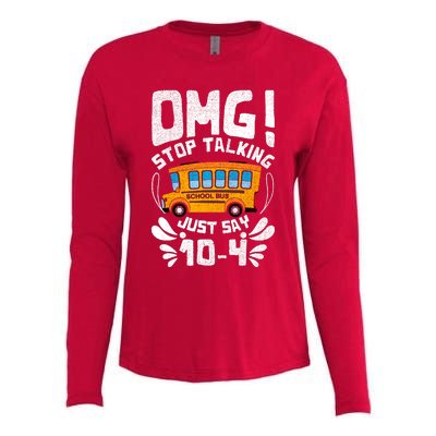 Funny Stop Talking To The Busdriver School Bus Design Womens Cotton Relaxed Long Sleeve T-Shirt