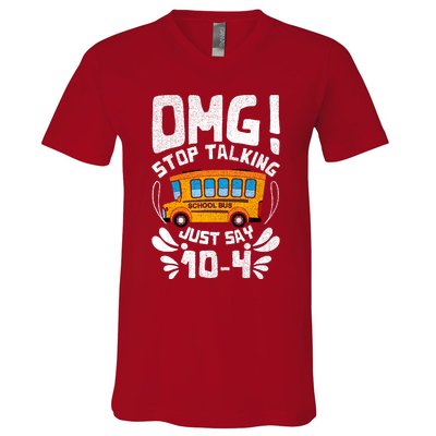 Funny Stop Talking To The Busdriver School Bus Design V-Neck T-Shirt