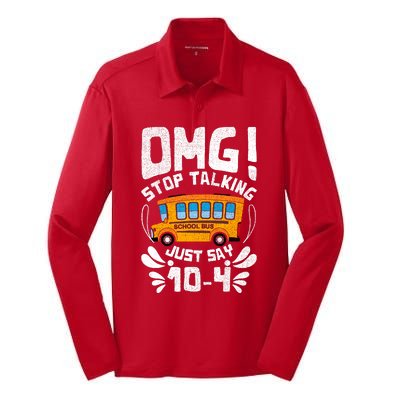 Funny Stop Talking To The Busdriver School Bus Design Silk Touch Performance Long Sleeve Polo