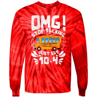 Funny Stop Talking To The Busdriver School Bus Design Tie-Dye Long Sleeve Shirt