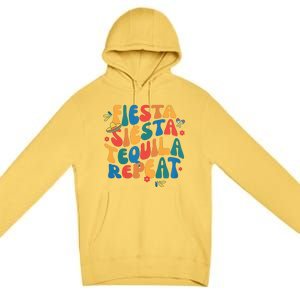 Fiesta Siesta Tequila Repeat Groovy Mexico Bachelorette Retro Premium Pullover Hoodie