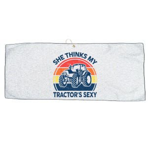 Farm She Thinks My Tractors Sexy Men Gift Funny Farmer Large Microfiber Waffle Golf Towel