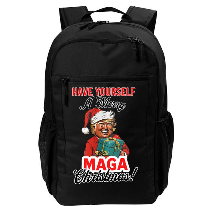 Funny Santa Trump Have Yourself A Merry Maga Christmas Xmas Daily Commute Backpack