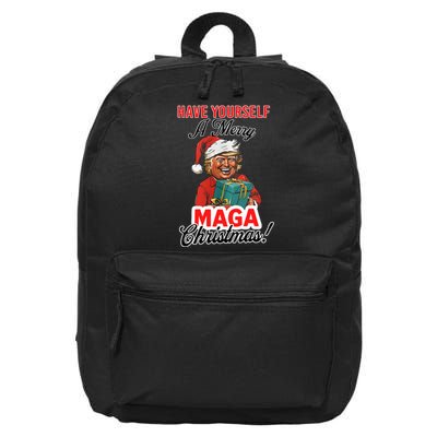 Funny Santa Trump Have Yourself A Merry Maga Christmas Xmas 16 in Basic Backpack