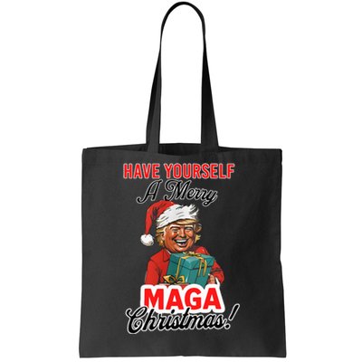 Funny Santa Trump Have Yourself A Merry Maga Christmas Xmas Tote Bag