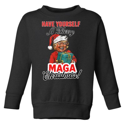 Funny Santa Trump Have Yourself A Merry Maga Christmas Xmas Toddler Sweatshirt