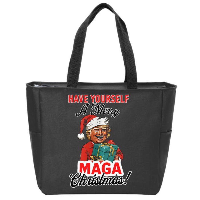 Funny Santa Trump Have Yourself A Merry Maga Christmas Xmas Zip Tote Bag