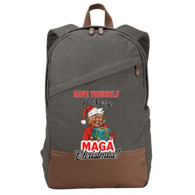 Funny Santa Trump Have Yourself A Merry Maga Christmas Xmas Cotton Canvas Backpack