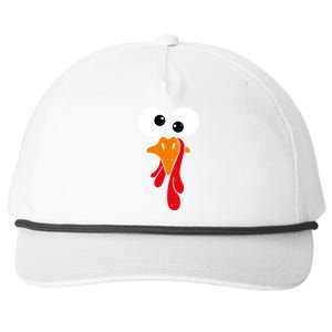 Funny Silly Turkey Face Happy Turkey Day Thanksgiving Cute Gift Snapback Five-Panel Rope Hat