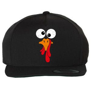 Funny Silly Turkey Face Happy Turkey Day Thanksgiving Cute Gift Wool Snapback Cap