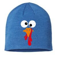 Funny Silly Turkey Face Happy Turkey Day Thanksgiving Cute Gift Sustainable Beanie