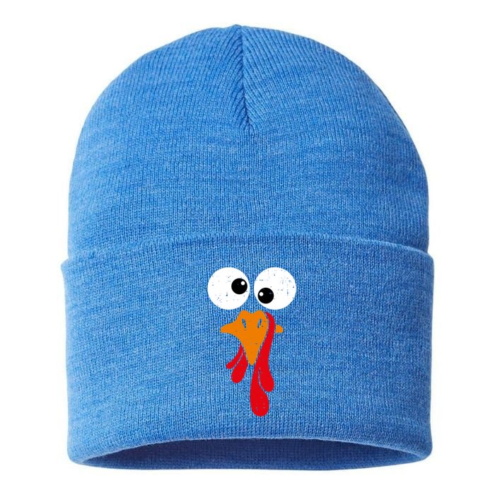 Funny Silly Turkey Face Happy Turkey Day Thanksgiving Cute Gift Sustainable Knit Beanie