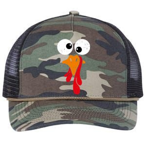 Funny Silly Turkey Face Happy Turkey Day Thanksgiving Cute Gift Retro Rope Trucker Hat Cap