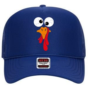 Funny Silly Turkey Face Happy Turkey Day Thanksgiving Cute Gift High Crown Mesh Back Trucker Hat